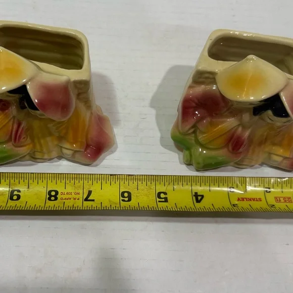 Vintage Shawnee Pottery Asian Couple Planter Set Pair USA 1949 - Picture 8 of 8